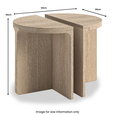 Mylor Washed Oak Half Moon Nest of Tables