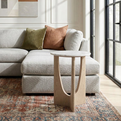 Mylor Washed Oak Marble Top Side Table