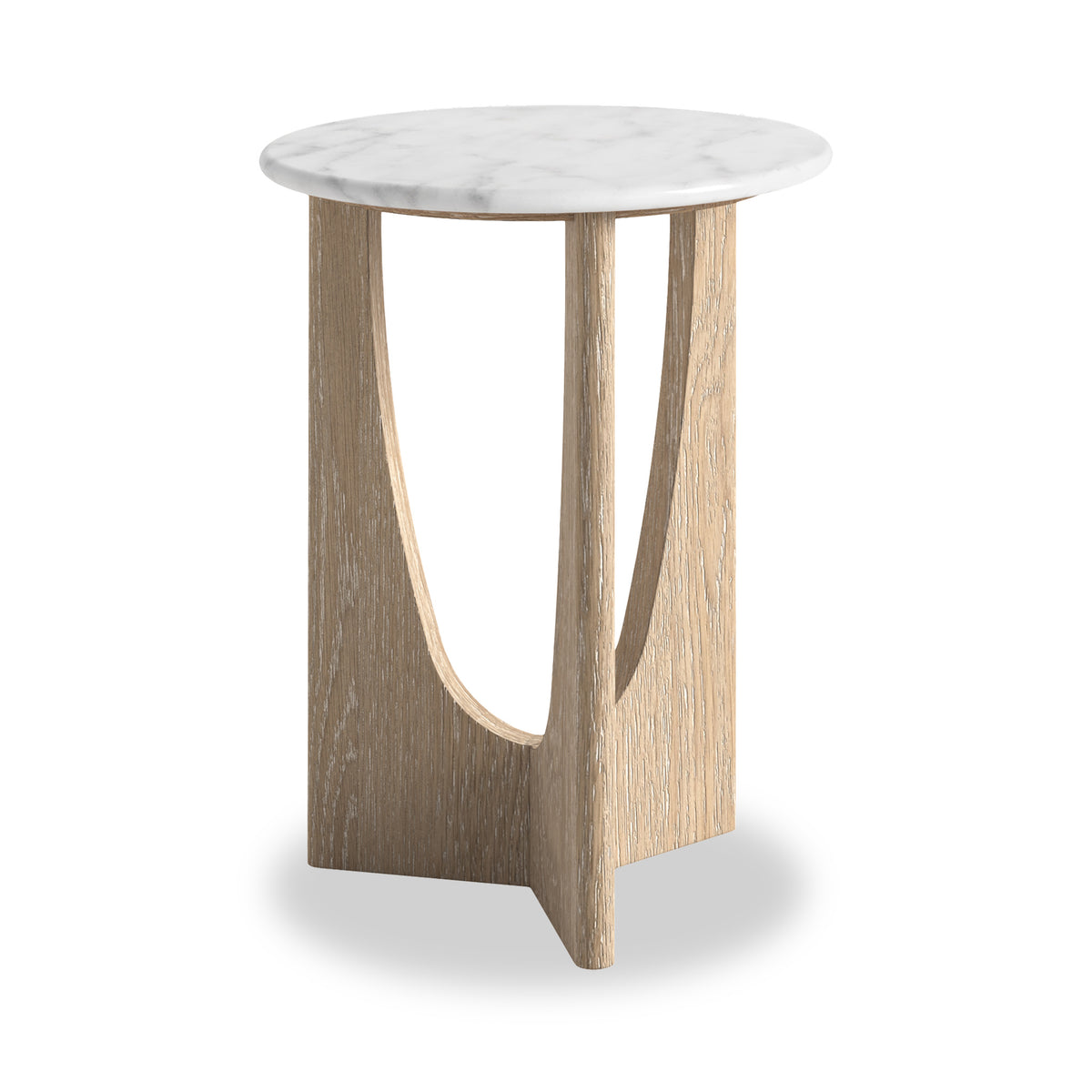 Mylor Washed Oak Marble Top Side Table from Roseland Furniture