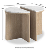 Mylor Washed Oak Marble Top Half Moon Nest Tables from Roseland Furniture