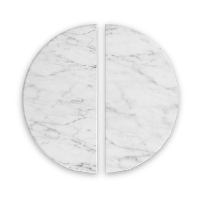 Mylor Washed Oak Marble Top Half Moon Nest of Tables