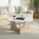 Mylor Washed Oak Marble Top Coffee Table from Roseland Furniture
