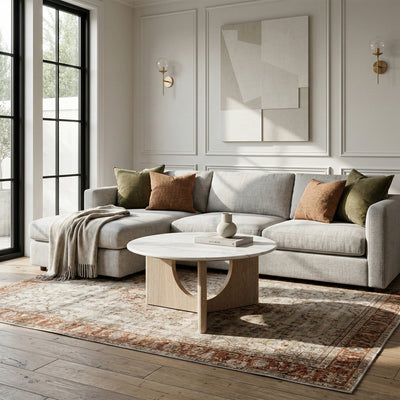 Mylor Washed Oak Marble Top Coffee Table