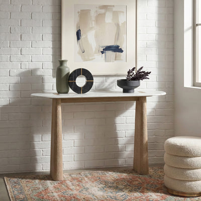 Mylor Washed Oak Marble Top 120cm Console Table