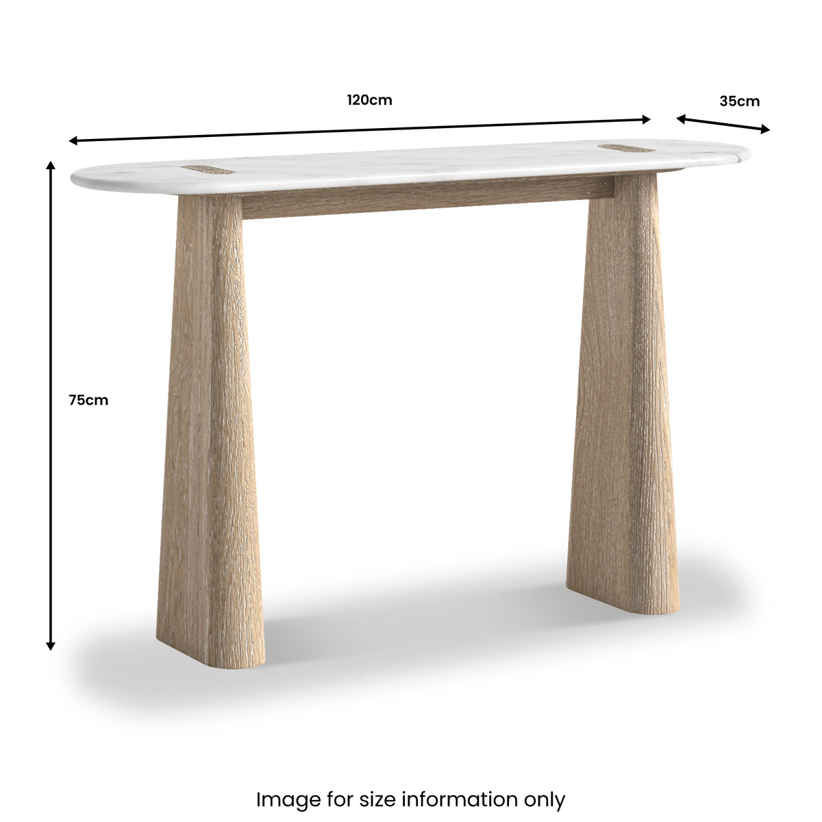 Mylor Washed Oak Marble Top Console Table from Roseland Furniture