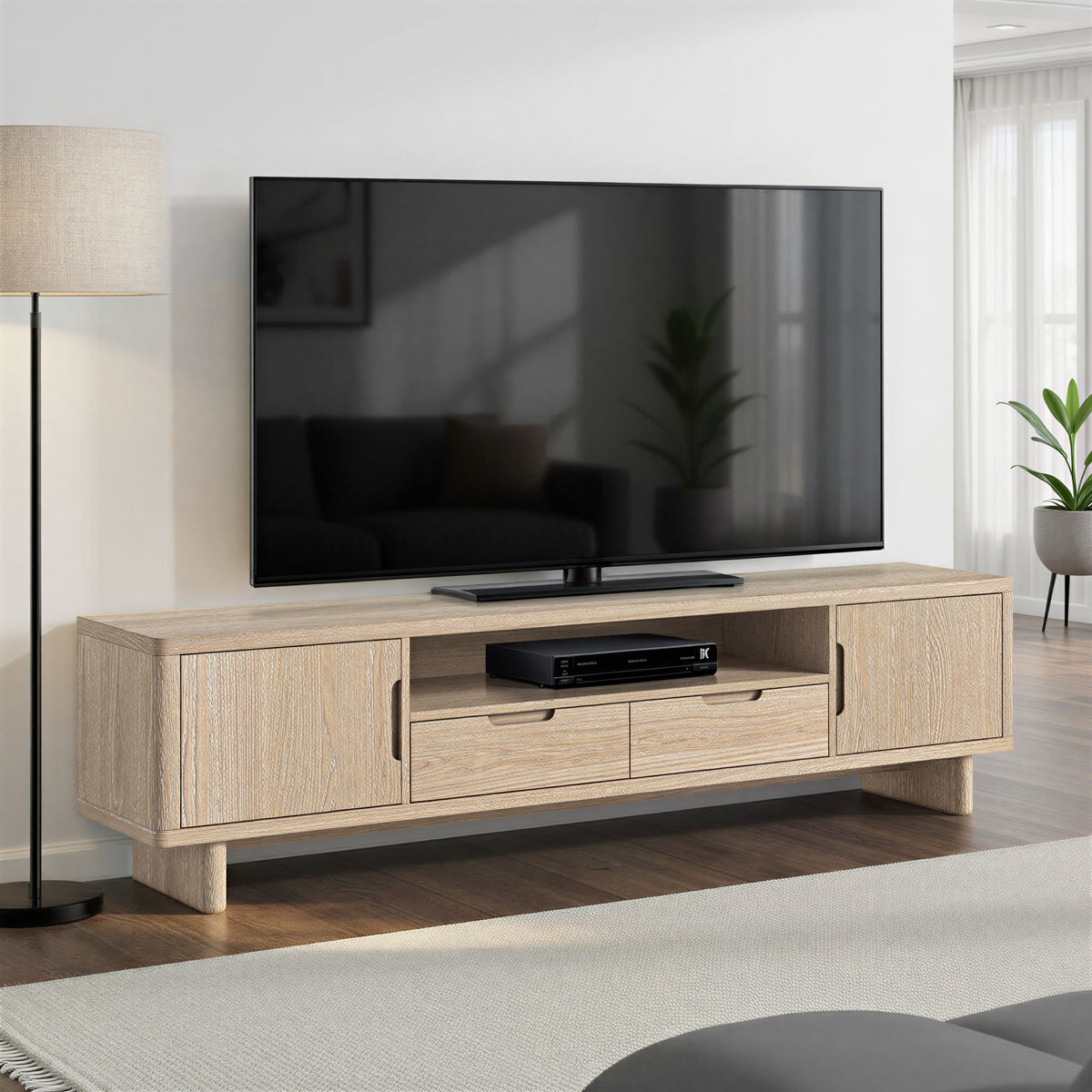 Mylor Washed Oak 200cm TV Unit from Roseland Furniture