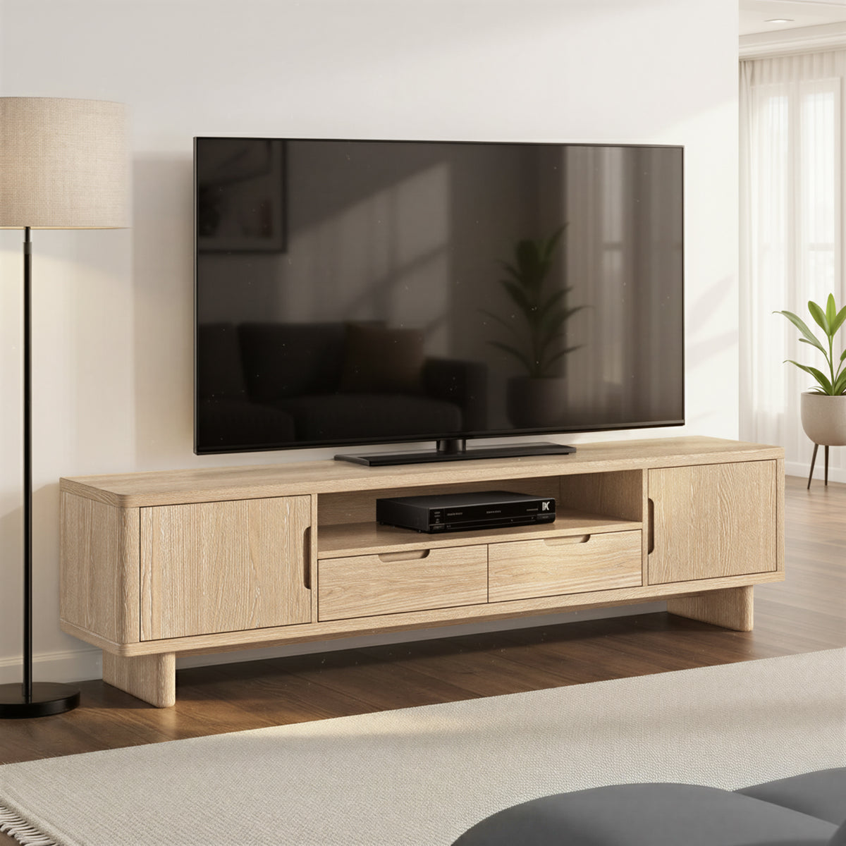 Mylor Washed Oak 200cm TV Unit from Roseland Furniture