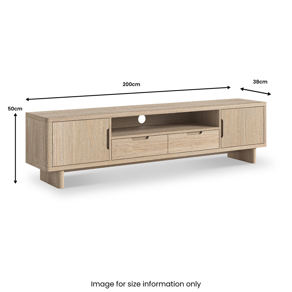 Mylor Washed Oak 200cm TV Unit from Roseland Furniture