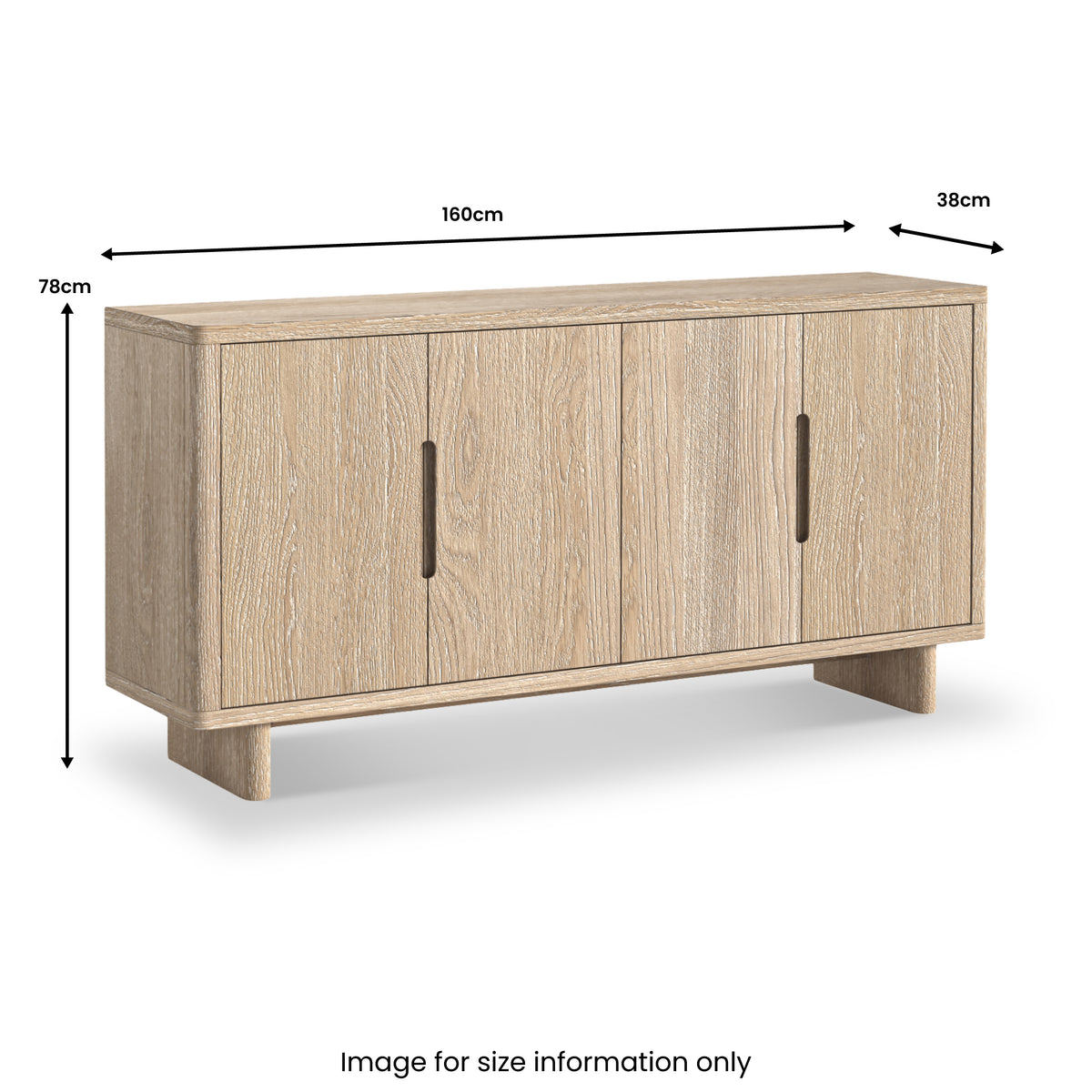 Mylor Washed Oak Large Sideboard from Roseland Furniture