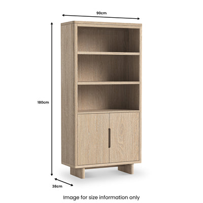 Mylor Washed Oak 2 Door Display Bookcase