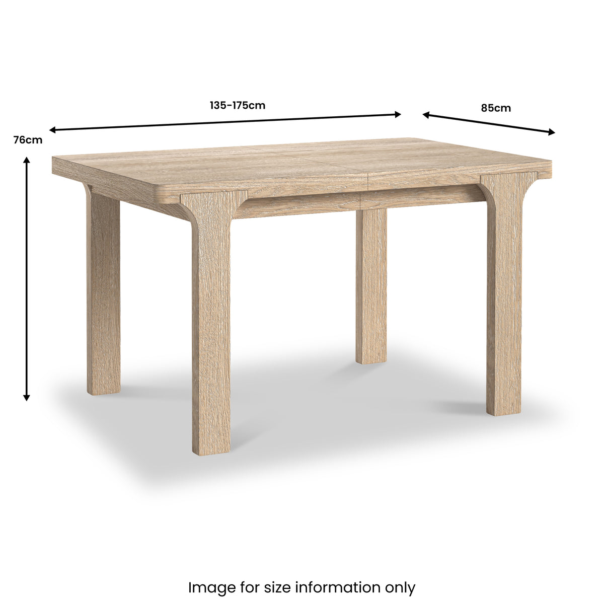 Mylor Washed Oak 135-175cm Ext Dining Table from Roseland Furniture