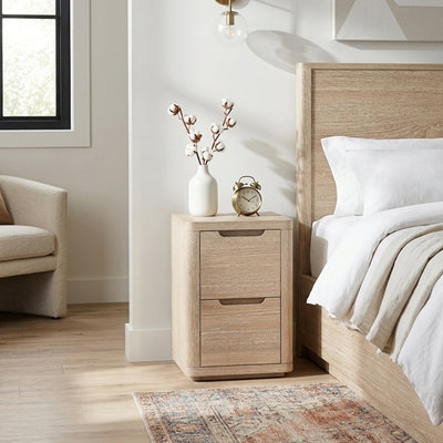 Mylor Washed Oak 2 Drawer Bedside