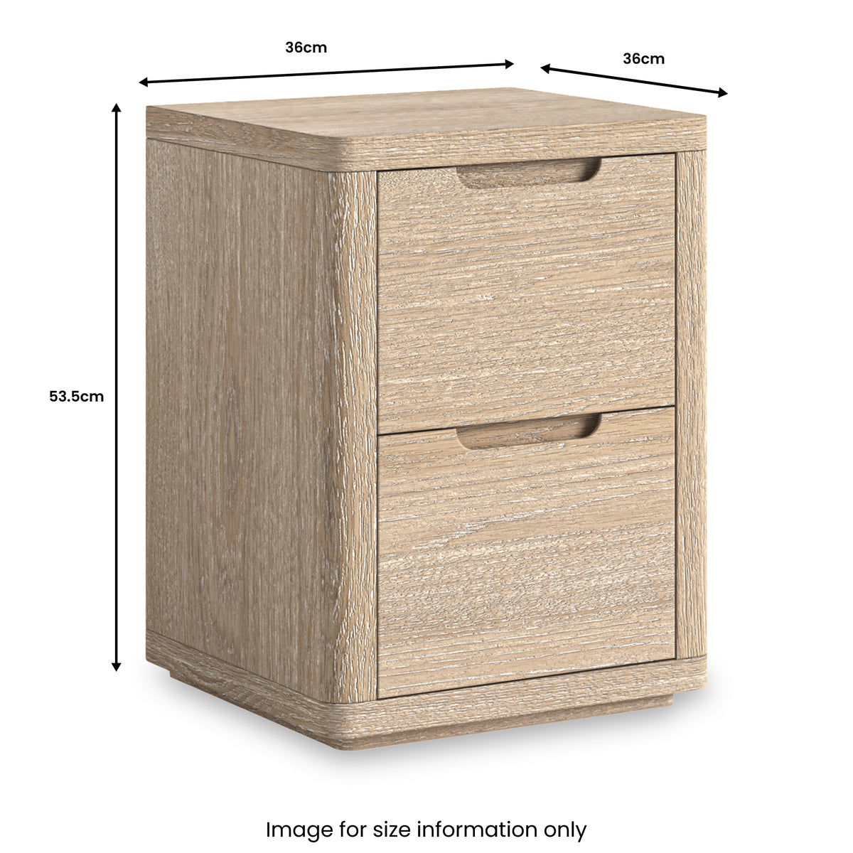 Mylor Washed Oak 2 Drawer Beside from Roseland Furniture