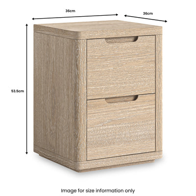 Mylor Washed Oak 2 Drawer Bedside