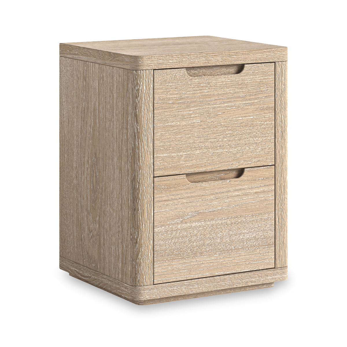 Mylor Washed Oak 2 Drawer Beside from Roseland Furniture
