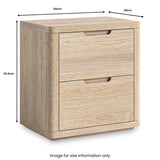 Mylor Washed Oak 2 Drawer Wide Bedside from Roseland Furniture