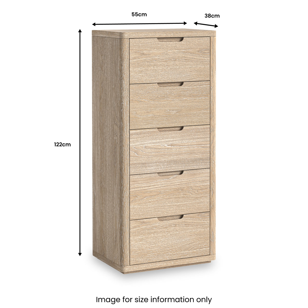 Mylor Washed Oak Tallboy from Roseland Furniture