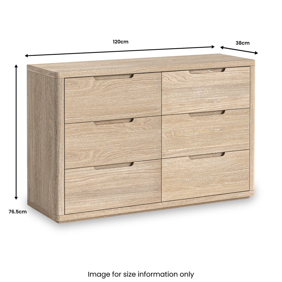 Mylor Washed Oak 6 Drawer Chest from Roseland Furniture