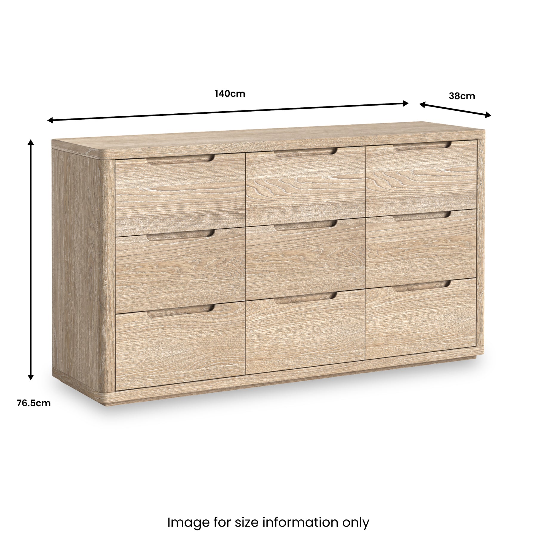 Mylor Washed Oak 9 Drawer Chest from Roseland Furniture