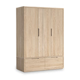 Mylor Washed Oak Triple Wardrobe from Roseland Furniture