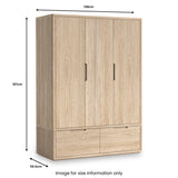 Mylor Washed Oak Triple Wardrobe from Roseland Furniture