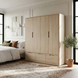Mylor Washed Oak 4 Door Wardrobe from Roseland Furniture
