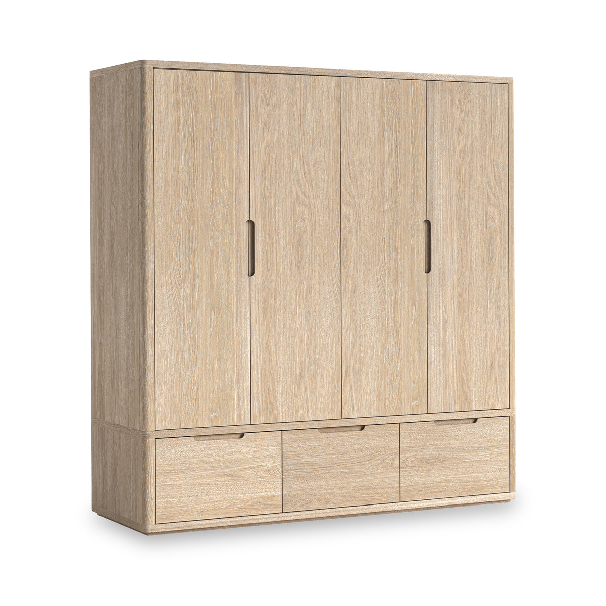 Mylor Washed Oak 4 Door Wardrobe from Roseland Furniture