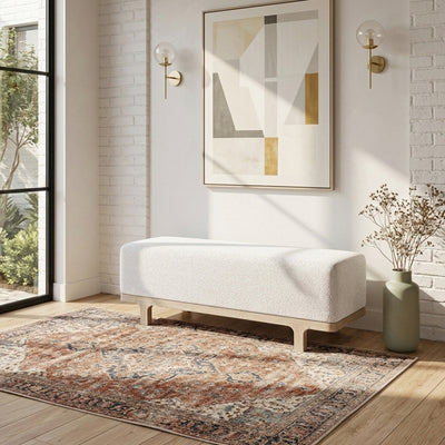 Mylor Washed Oak Upholstered Bench