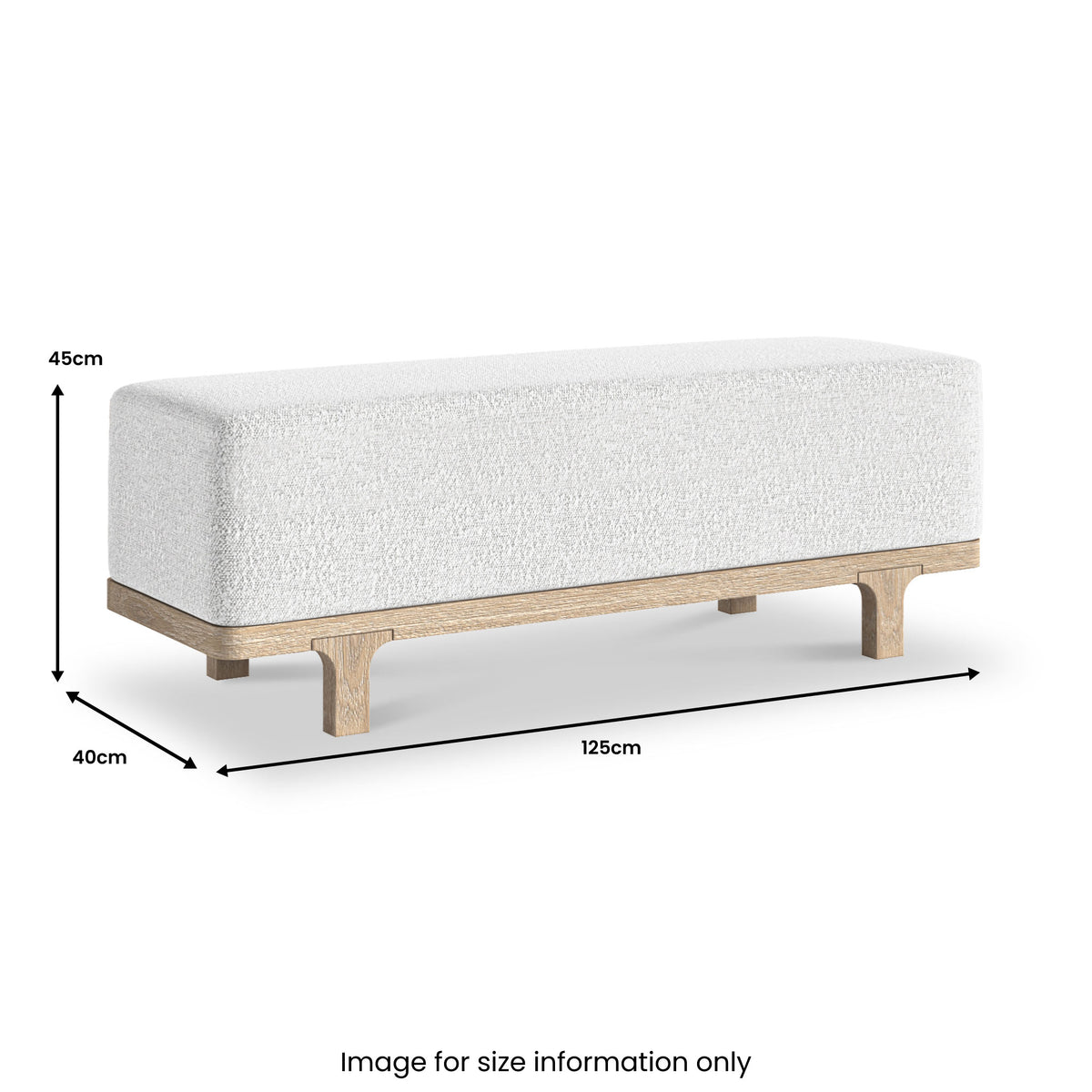 Mylor Washed Oak Upholstered Bench from Roseland Furniture