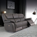 Baxter Charcoal Leather Electric Reclining 3 Seater Couch for Living Room