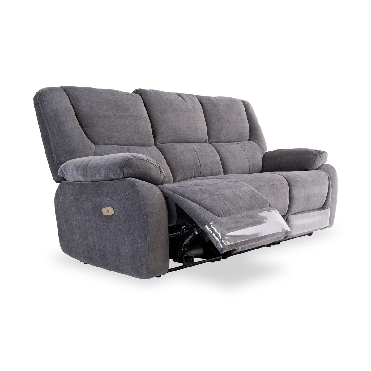 Barlow Grey Fabric Electric Reclining 3 Seater Settee