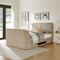 Koble Chevron Smart TV Bed Double Cream Close 3 from Roseland Furniture