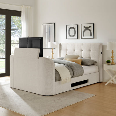 Koble Wafer Boucle Upholstered TV Bed