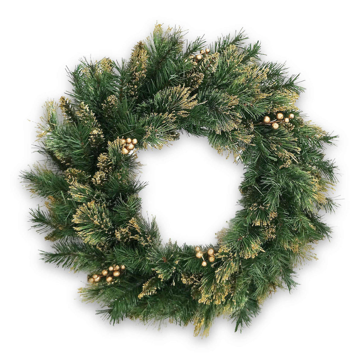 Decorative Collection 24" Wreath with Gold Berries from Roseland Furniture