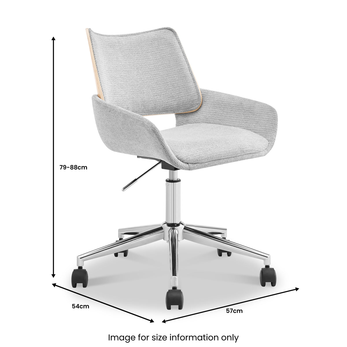 Koble Tove Upholstered Swivel Office Chair dimensions