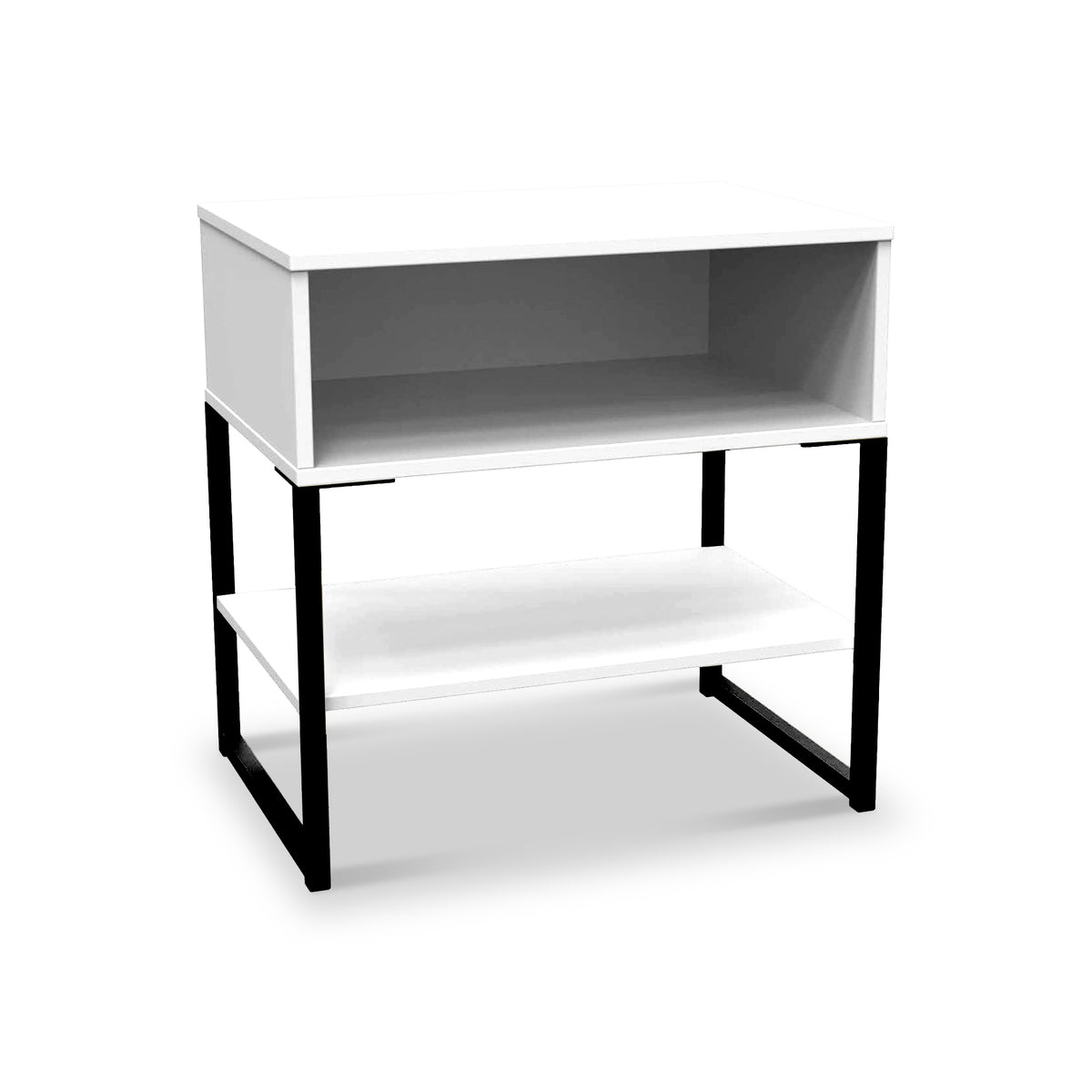 Hudson White Open Drawer Bedside with Lower Shelf from Roseland Furniture