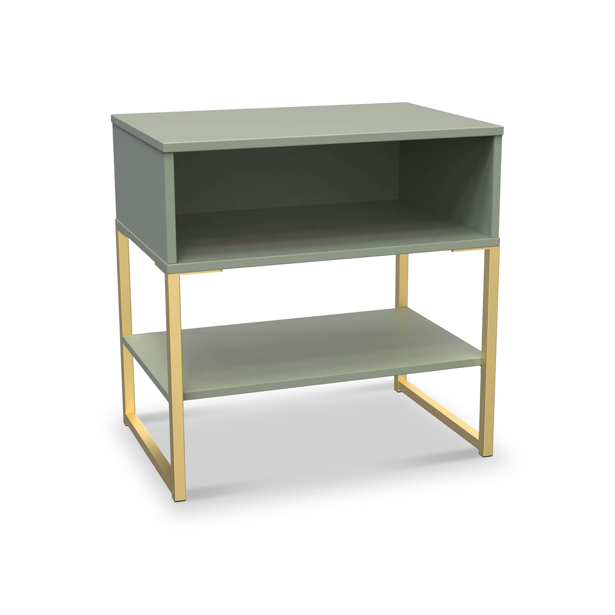 Hudson Olive Open Drawer Bedside with Lower Shelf from Roseland Furniture