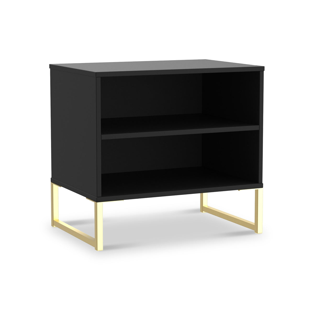 Hudson 2 Open Shelf Bedside in Black from Roseland Furniture