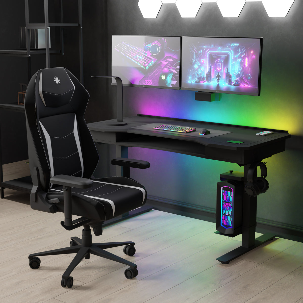 Koble Vortex Gaming Chair with White Accents for home office or bedroom