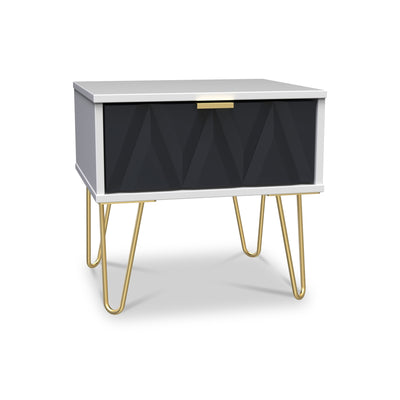 Geo 1 Drawer Bedside Table with Gold Hairpin Legs