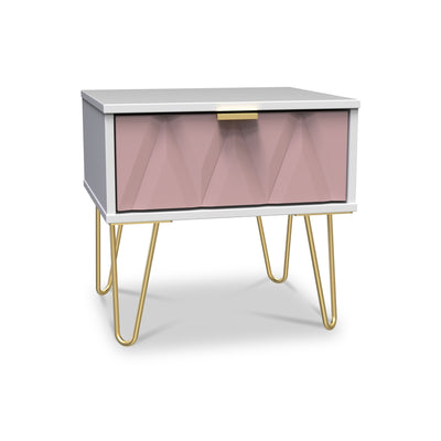 Geo 1 Drawer Bedside Table with Gold Hairpin Legs