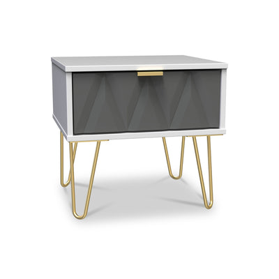 Geo 1 Drawer Bedside Table with Gold Hairpin Legs