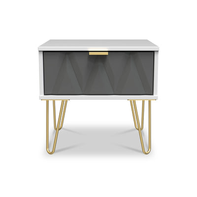 Geo 1 Drawer Bedside Table with Gold Hairpin Legs