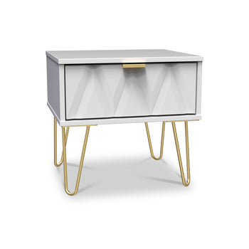 Geo 1 Drawer Bedside Table with Gold Hairpin Legs