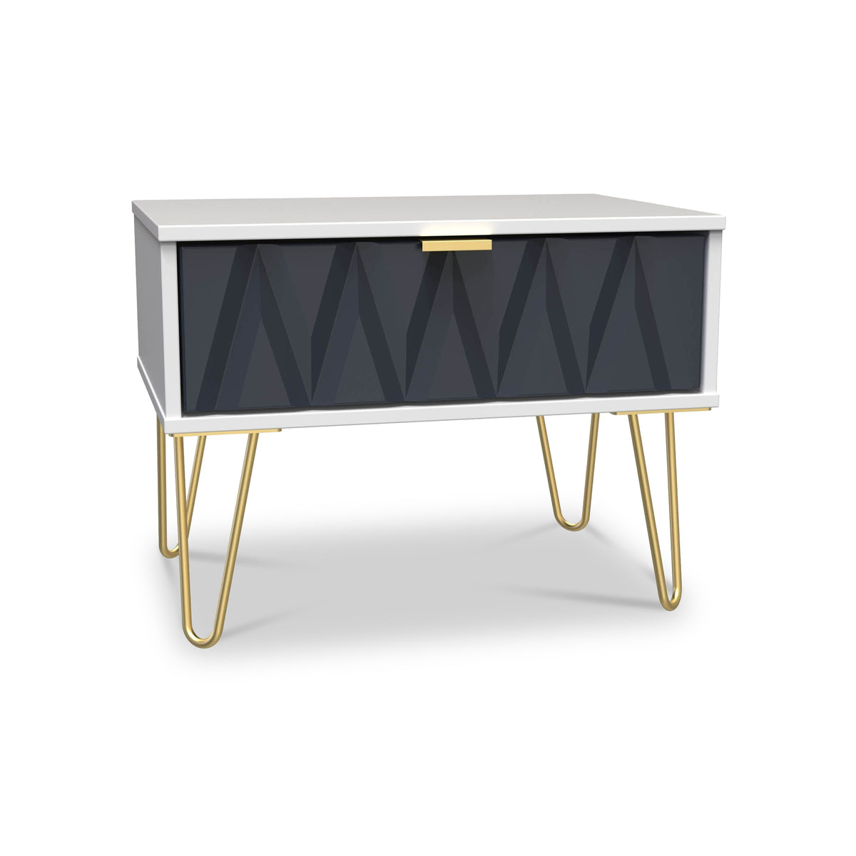 Geo 1 Drawer Side Table in Navy by Roseland Furniture