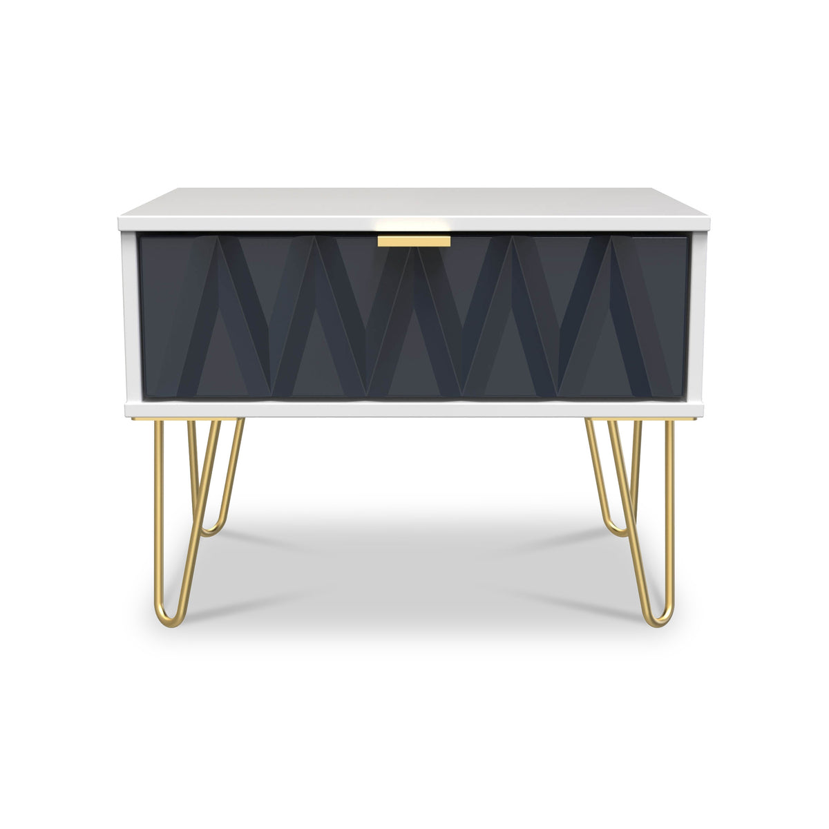 Geo 1 Drawer Side Table in Navy by Roseland Furniture