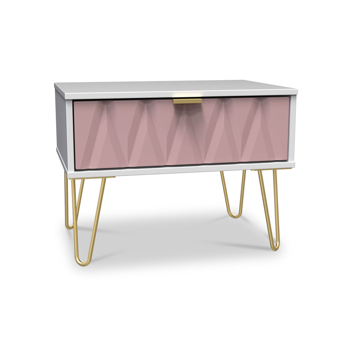 Geo 1 Drawer Side Table in Pink by Roseland Furniture