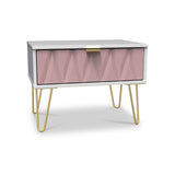 Geo 1 Drawer Side Table in Pink by Roseland Furniture