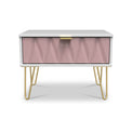 Geo 1 Drawer Side Table in Pink by Roseland Furniture