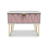 Geo 1 Drawer Side Table in Pink by Roseland Furniture